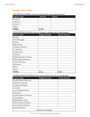 Budget Worsheet - HOCMN - hocmn