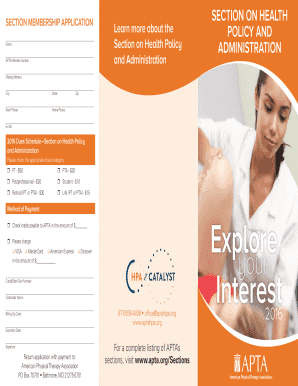 APTA Section on Health Policy and Administration Membership Application