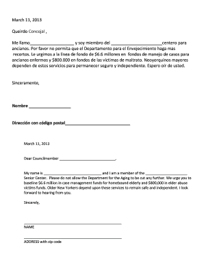 Senior Center Funding Request Letter