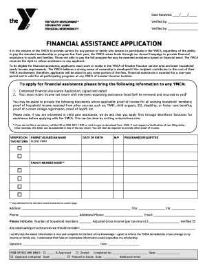 YMCA Financial Assistance Application