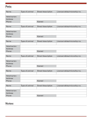 Pet Boarding Kennel Registration Form