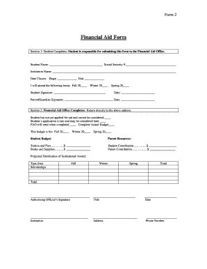 Financial Aid Form