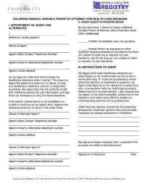 Colorado Medical Durable Power of Attorney