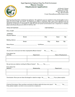 Mason County Employment Application
