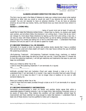 Alabama Advance Directive for Health Care
