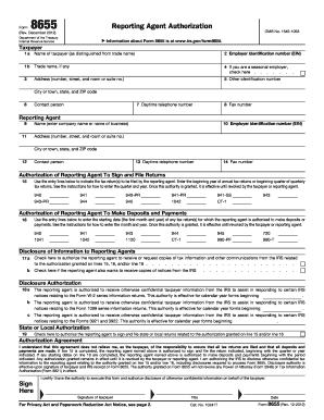 IRS Form 8655 Reporting Agent Authorization