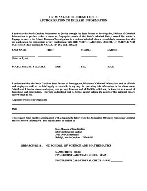 Criminal Background Check Authorization Form