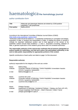 Haematologica Author Contribution Form