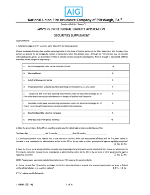 Lawyers Professional Liability Application