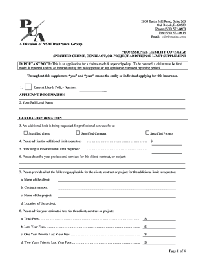 Professional Liability Coverage Application