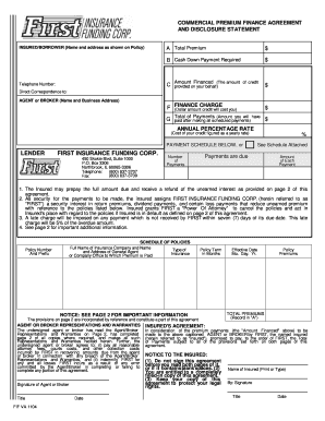 Commercial Premium Finance Agreement