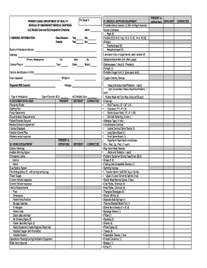 Pennsylvania EMS Vehicle Inspection Checklist