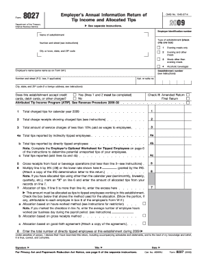 IRS Form 8027 Employer's Annual Information Return