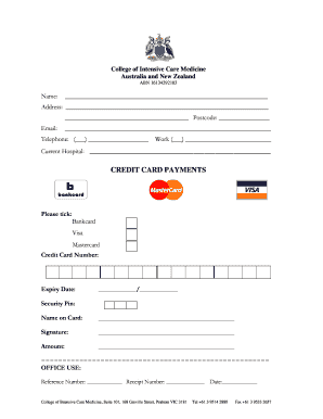 College of Intensive Care Medicine Payment Form