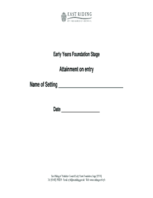 East Riding EYFS Attainment on Entry Form