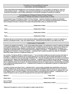 Providence Privacy and Billing Authorization