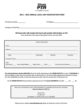 Illinois PTA Annual Local Unit Registration Form