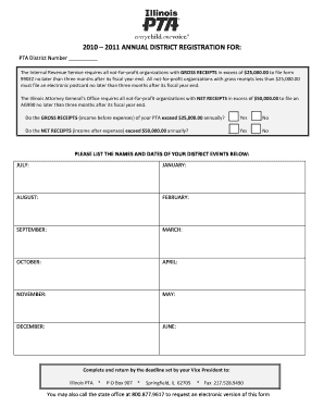 Illinois PTA District Registration Form