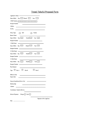 Travel Takaful Proposal Form