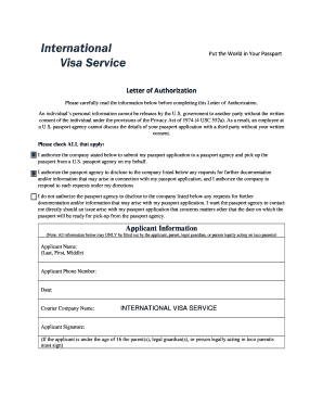 US Passport Application Authorization Letter