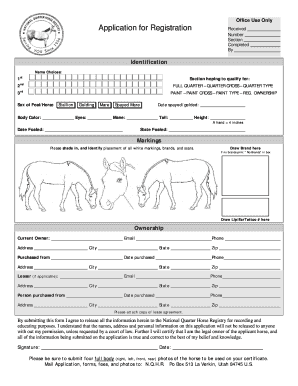 National Quarter Horse Registry Application