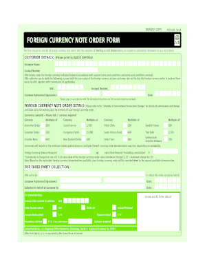 Foreign Currency Note Order Form