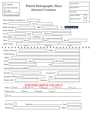 Hoja de Datos Demográficos del Paciente