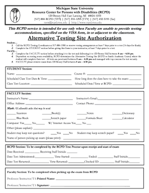 Alternative Testing Site Authorization