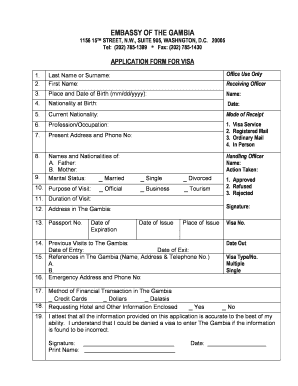 Gambia Visa Application Form