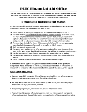 Request for Independent Status Form