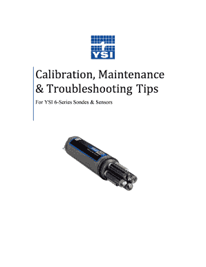 YSI 6-Series Sonde Calibration Work Sheet