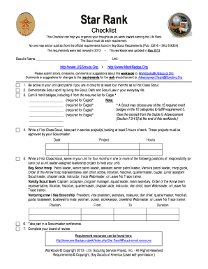 Boy Scouts Star Rank Checklist