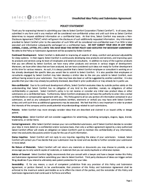 Unsolicited Idea Policy and Submission Agreement