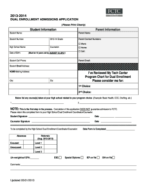 Dual Enrollment Admissions Application