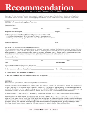 Confidential Recommendation Form