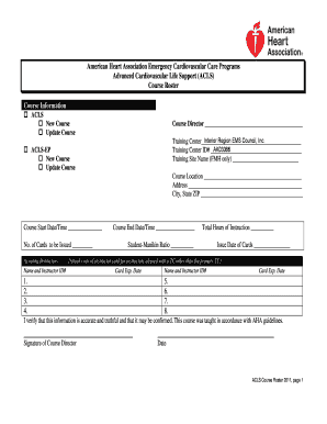 ACLS Course Roster Form