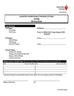 American Heart Association Emergency Cardiovascular Care Program Roster