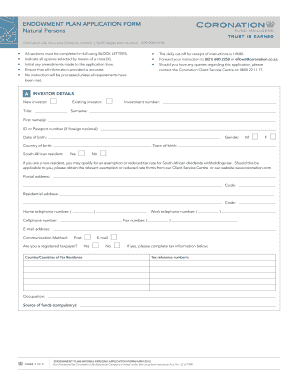 Endowment Plan Application Form