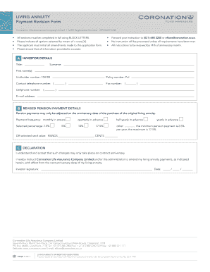 Living Annuity Payment Revision Form