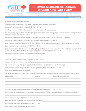 Diarrhea History Form