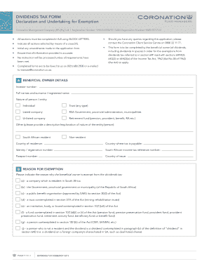 Dividends Tax Exemption Form