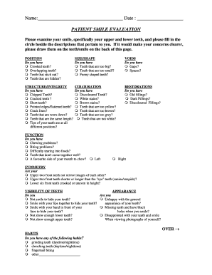 Patient Smile Evaluation Form