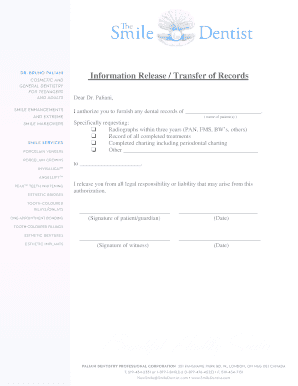 Dental Records Release Authorization