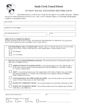 Student Racial and Ethnic Identification Form