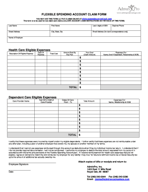 Flexible Spending Account Claim Form