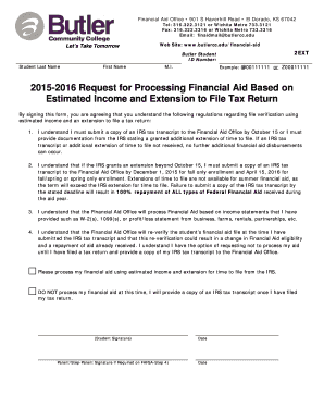 2015-2016 Financial Aid Extension Request