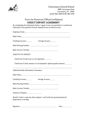 Direct Deposit Agreement