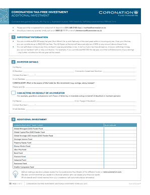 Coronation Tax-Free Investment Additional Investment Form