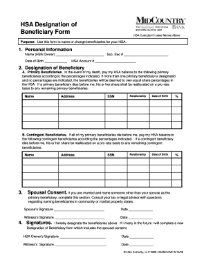 HSA Beneficiary Designation Form