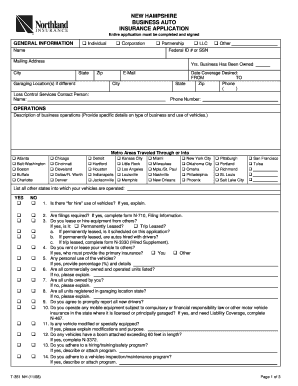 New Hampshire Business Auto Insurance Application